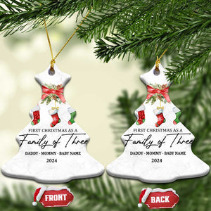 Personalized New Parents Gift Christmas Ornament 2024 Custom Name 1st Baby Gifts First Christmas As A Family Of Three TS10 Christmas Tree White Print Your Wear