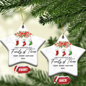 Personalized New Parents Gift Christmas Ornament 2024 Custom Name 1st Baby Gifts First Christmas As A Family Of Three TS10 Star White Print Your Wear