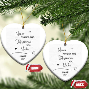 Thank You Gifts Christmas Ornament Never Forget The Difference That You Make TS10 Heart Marbel Print Your Wear