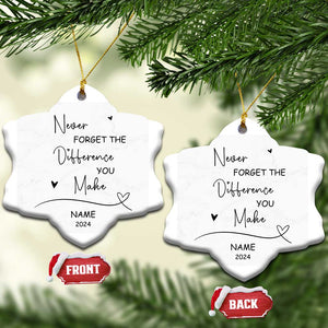 Thank You Gifts Christmas Ornament Never Forget The Difference That You Make TS10 Snow Flake Marbel Print Your Wear