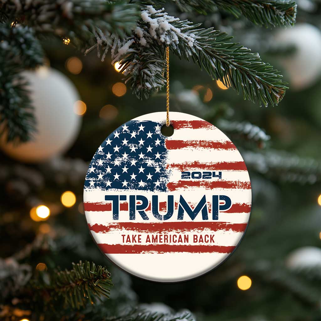 2024 Donald Trump Christmas Ornament Take America Back Retro Style American Flag TS10 Print Your Wear