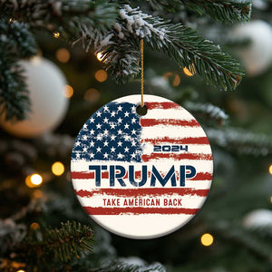 2024 Donald Trump Christmas Ornament Take America Back Retro Style American Flag TS10 Print Your Wear