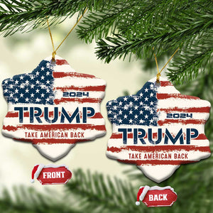 2024 Donald Trump Christmas Ornament Take America Back Retro Style American Flag TS10 Snow Flake Flag Print Your Wear