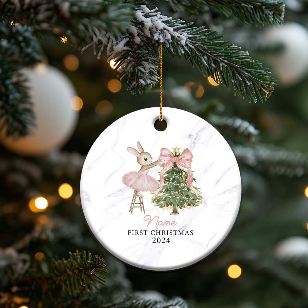 Personalized Baby First Christmas Ornament 2024 Custom Baby Girl Name TS10 Print Your Wear