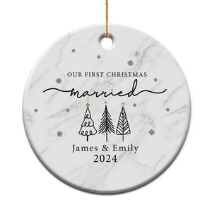 Personalized Mr Mrs Christmas Ornament Custom Name Our First Xmas Married Wedding Gift TS10 Print Your Wear