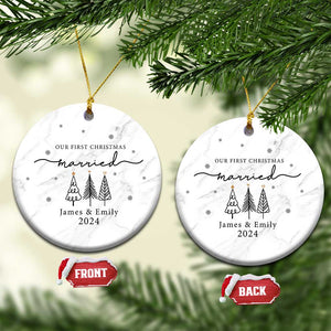 Personalized Mr Mrs Christmas Ornament Custom Name Our First Xmas Married Wedding Gift TS10 Circle Marbel Print Your Wear