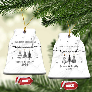 Personalized Mr Mrs Christmas Ornament Custom Name Our First Xmas Married Wedding Gift TS10 Bell Flake Marbel Print Your Wear