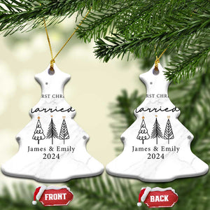 Personalized Mr Mrs Christmas Ornament Custom Name Our First Xmas Married Wedding Gift TS10 Christmas Tree Marbel Print Your Wear