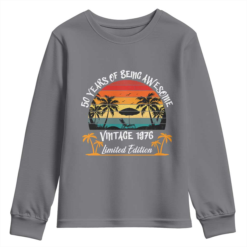 Vintage 50th Birthday Youth Sweatshirt Retro 1976 Limited Edition 50 Year Old TS10 Charcoal Print Your Wear