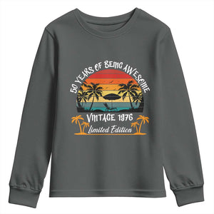 Vintage 50th Birthday Youth Sweatshirt Retro 1976 Limited Edition 50 Year Old TS10 Dark Heather Print Your Wear