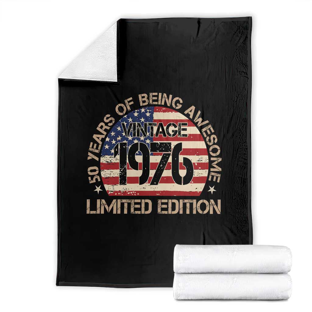 50th Birthday Throw Blanket Vintage 1976 50 Year Old Birthday USA Flag TS10 Black Print Your Wear