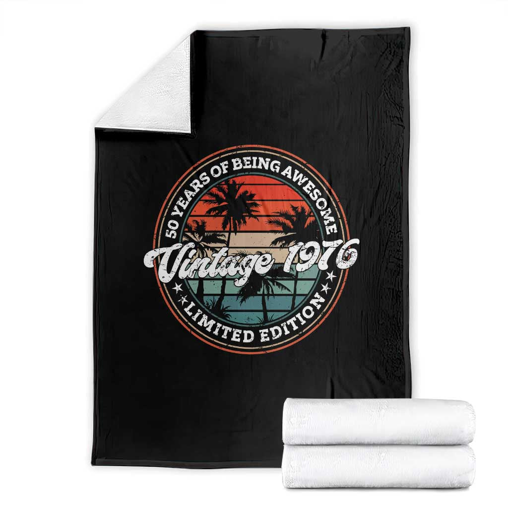 50th Birthday Gifts Throw Blanket Vintage 1976 50 Year Old Birthday TS10 Black Print Your Wear