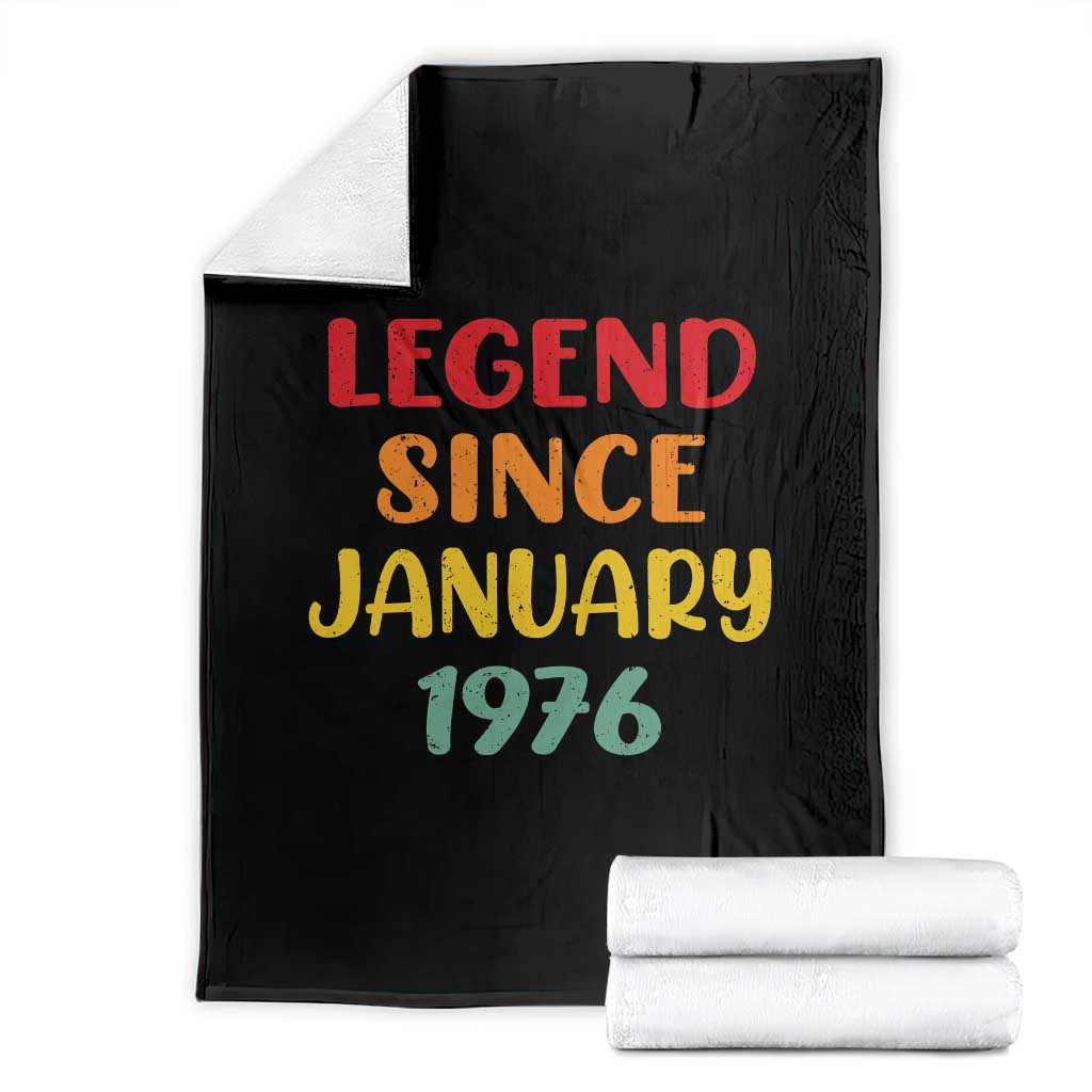 Legend Since January 1976 Throw Blanket Vintage Retro 50th Birthday Gifts 50 Years Old TS10 Black Print Your Wear