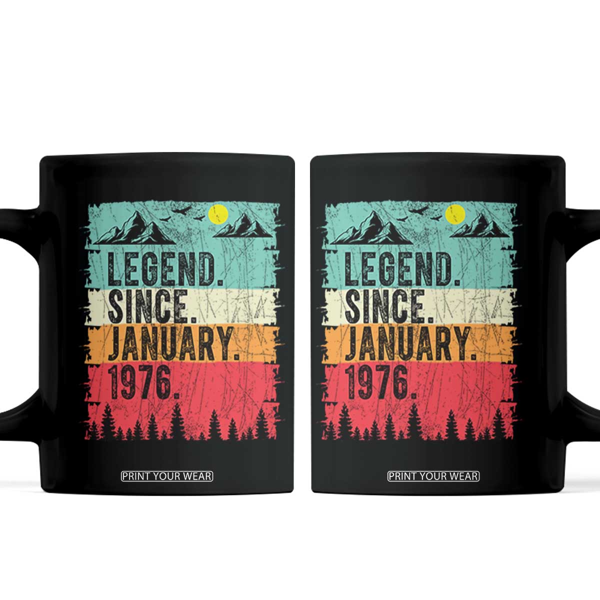 Vintage 1976 Birthday Coffee Mug Retro 50th Birthday Gifts 50 Years Old TS10 Black Print Your Wear