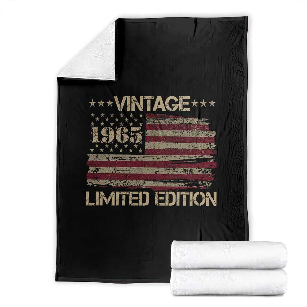 Vintage 1965 Birthday Throw Blanket Limited Edition Retro American Flag TS10 Black Print Your Wear