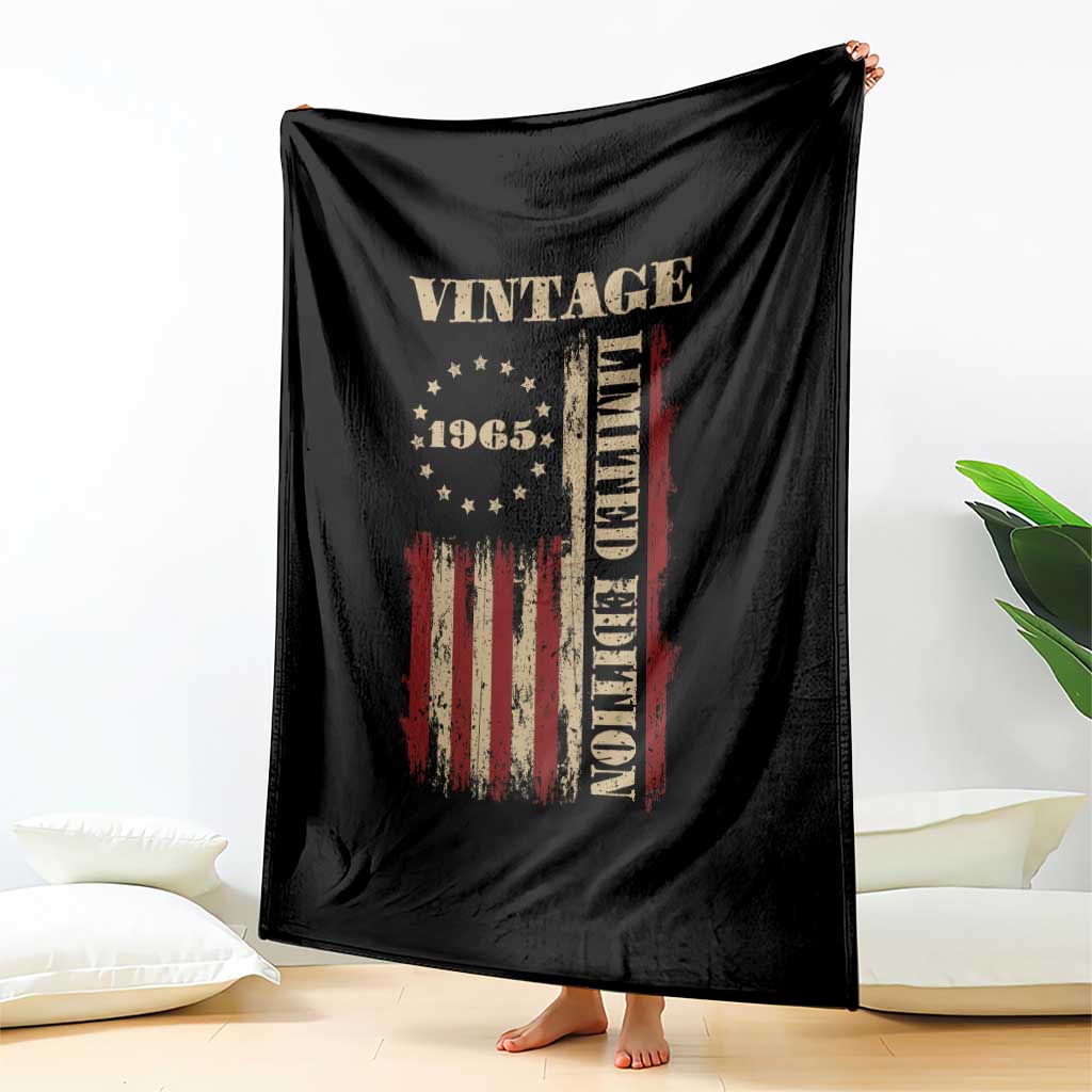 Vintage 1965 Birthday Throw Blanket Retro American Flag Limited Edition TS10 Print Your Wear
