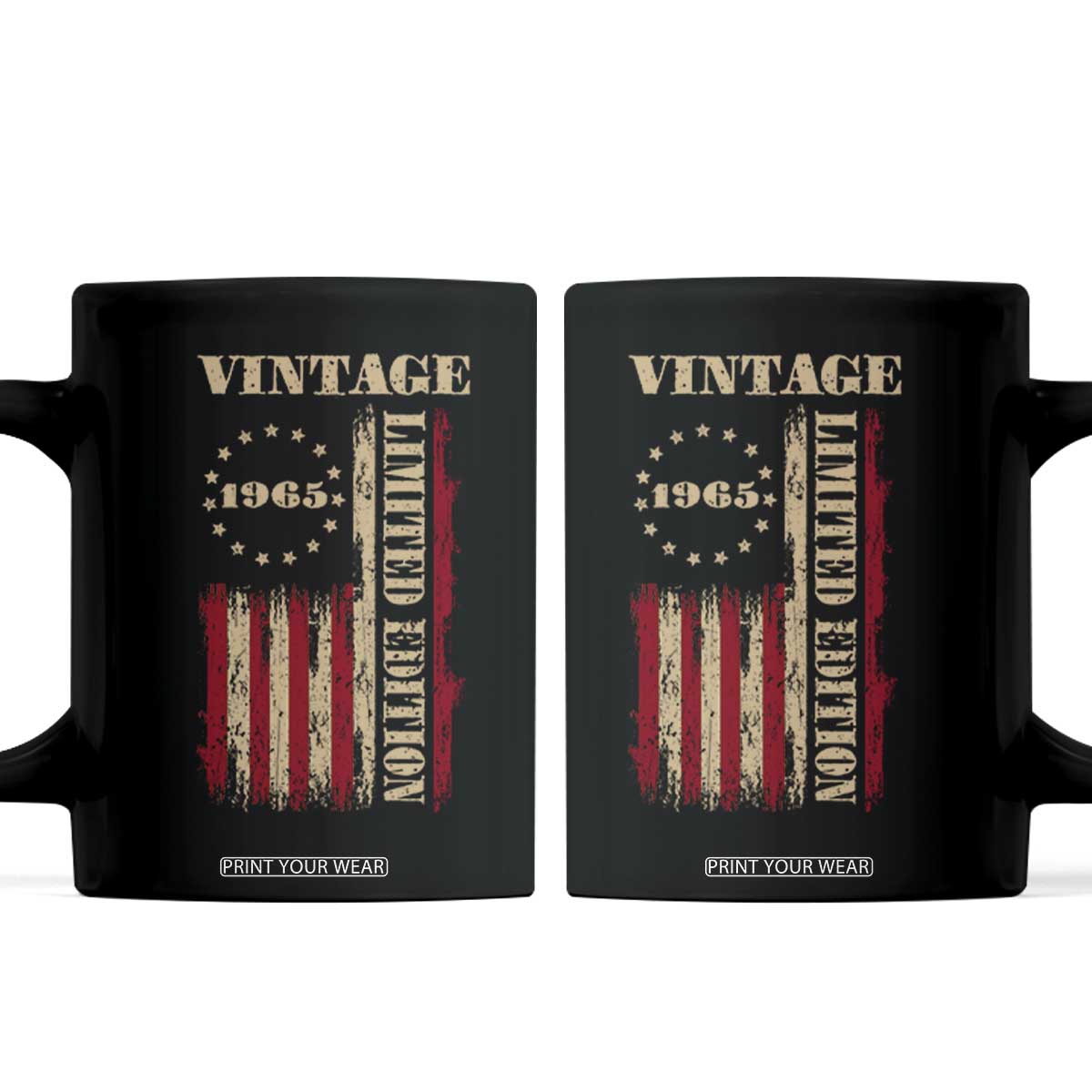 Vintage 1965 Birthday Coffee Mug Retro American Flag Limited Edition TS10 Black Print Your Wear