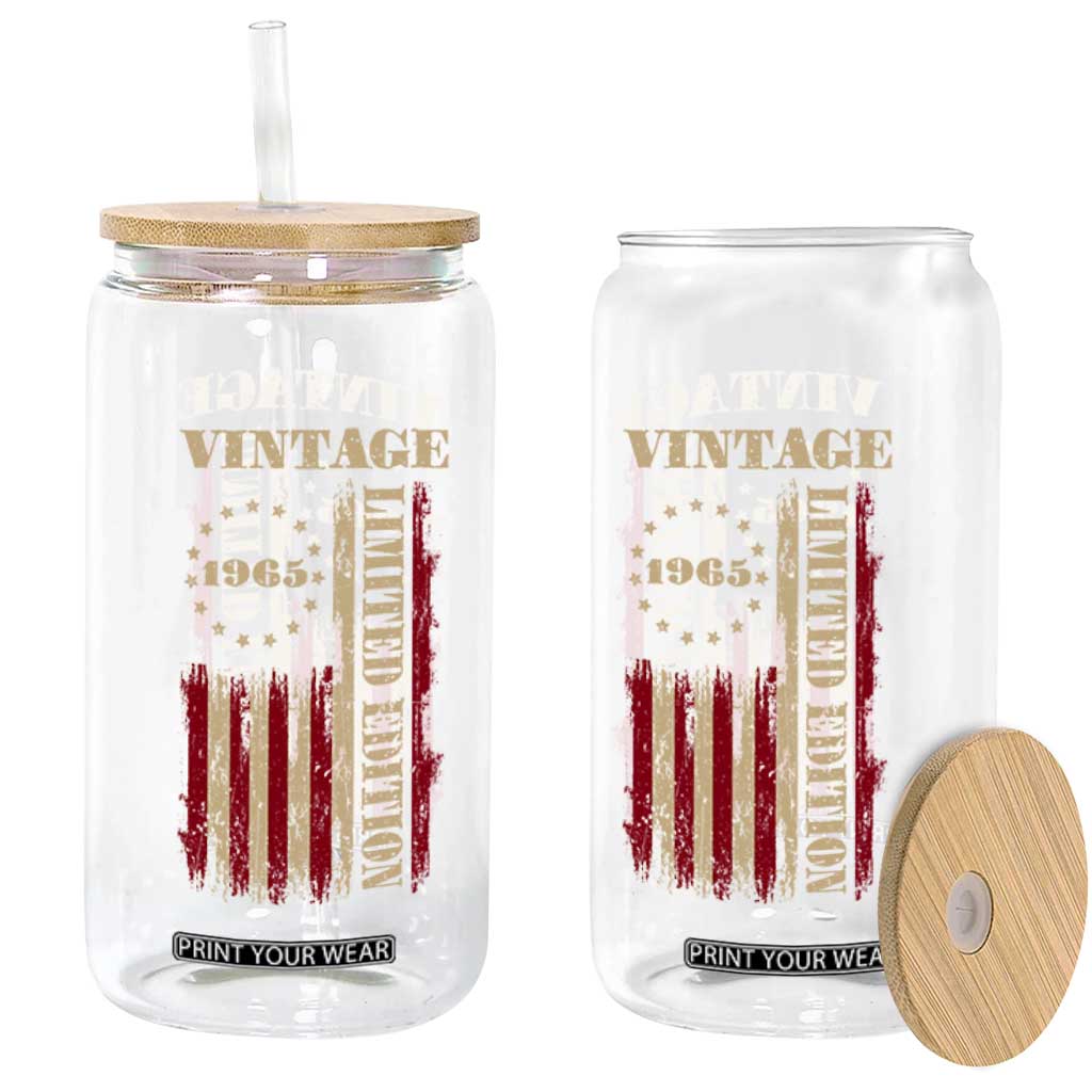Vintage 1965 Birthday Glass Can Retro American Flag Limited Edition TS10 Print Your Wear