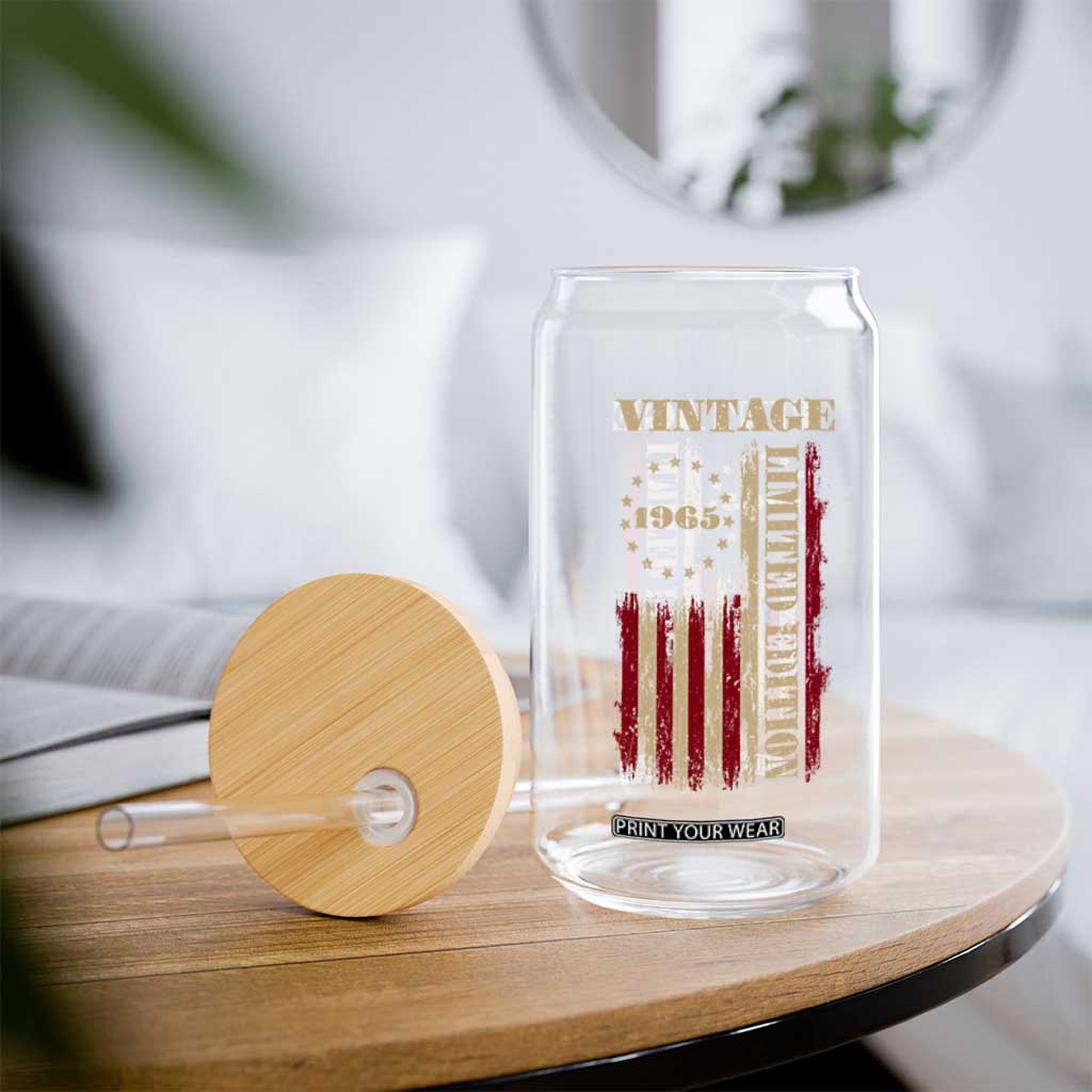 Vintage 1965 Birthday Glass Can Retro American Flag Limited Edition TS10 Print Your Wear