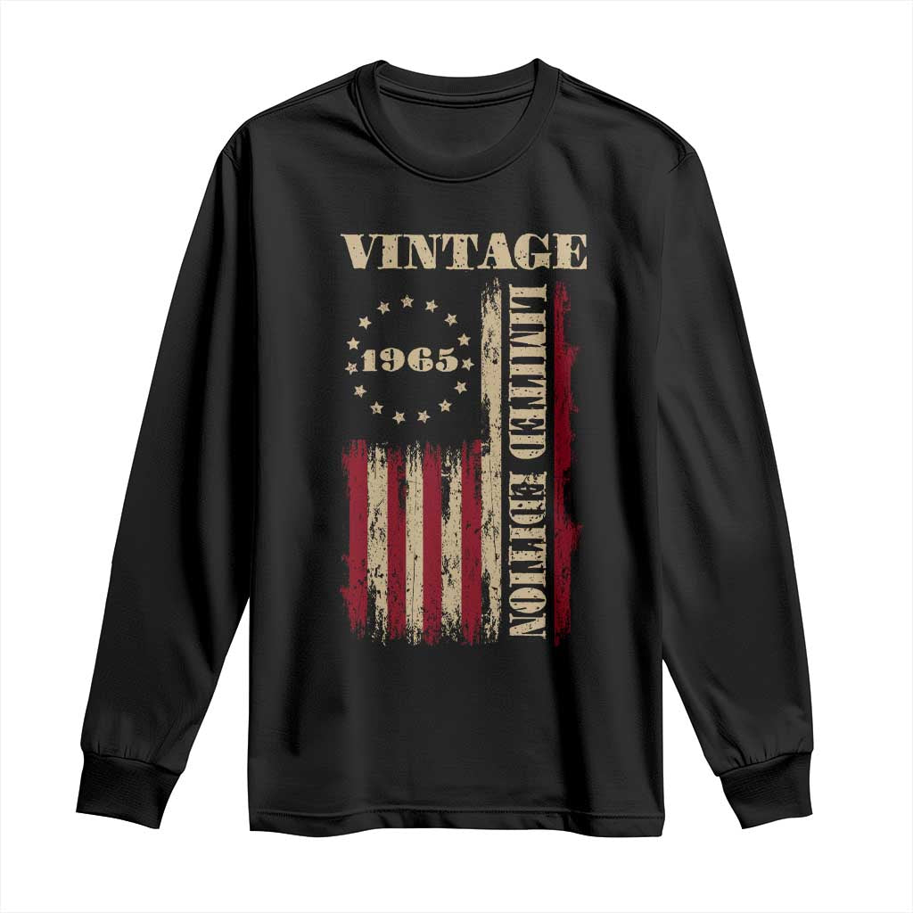 Vintage 1965 Birthday Long Sleeve Shirt Retro American Flag Limited Edition TS10 Black Print Your Wear