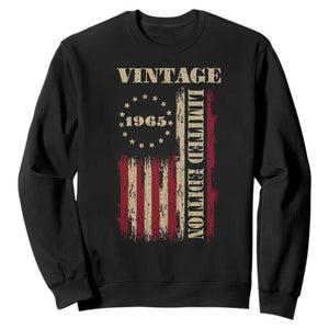 Vintage 1965 Birthday Sweatshirt Retro American Flag Limited Edition TS10 Black Print Your Wear
