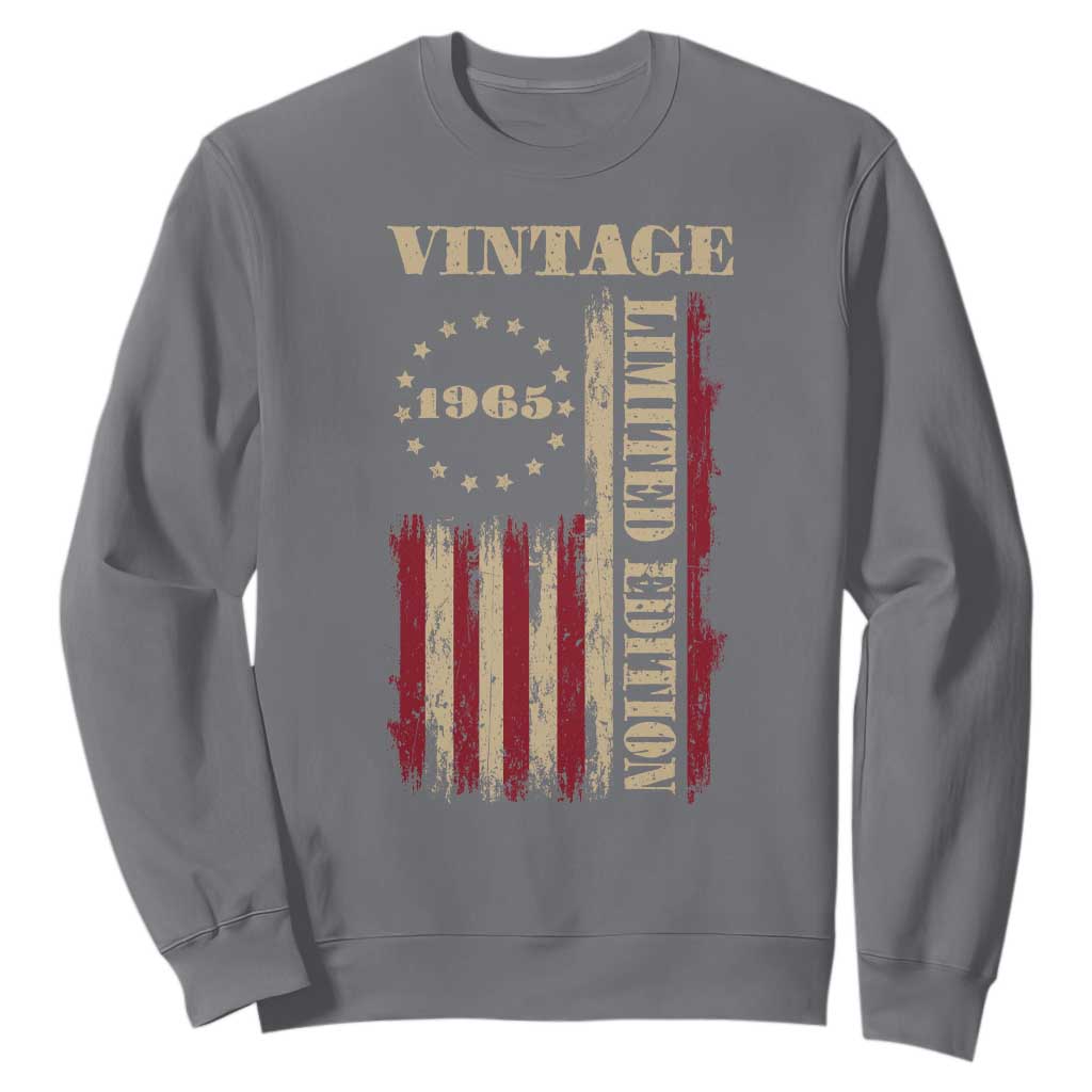 Vintage 1965 Birthday Sweatshirt Retro American Flag Limited Edition TS10 Charcoal Print Your Wear