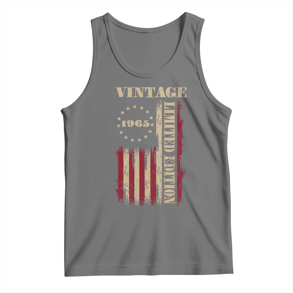 Vintage 1965 Birthday Tank Top Retro American Flag Limited Edition TS10 Black Heather Print Your Wear