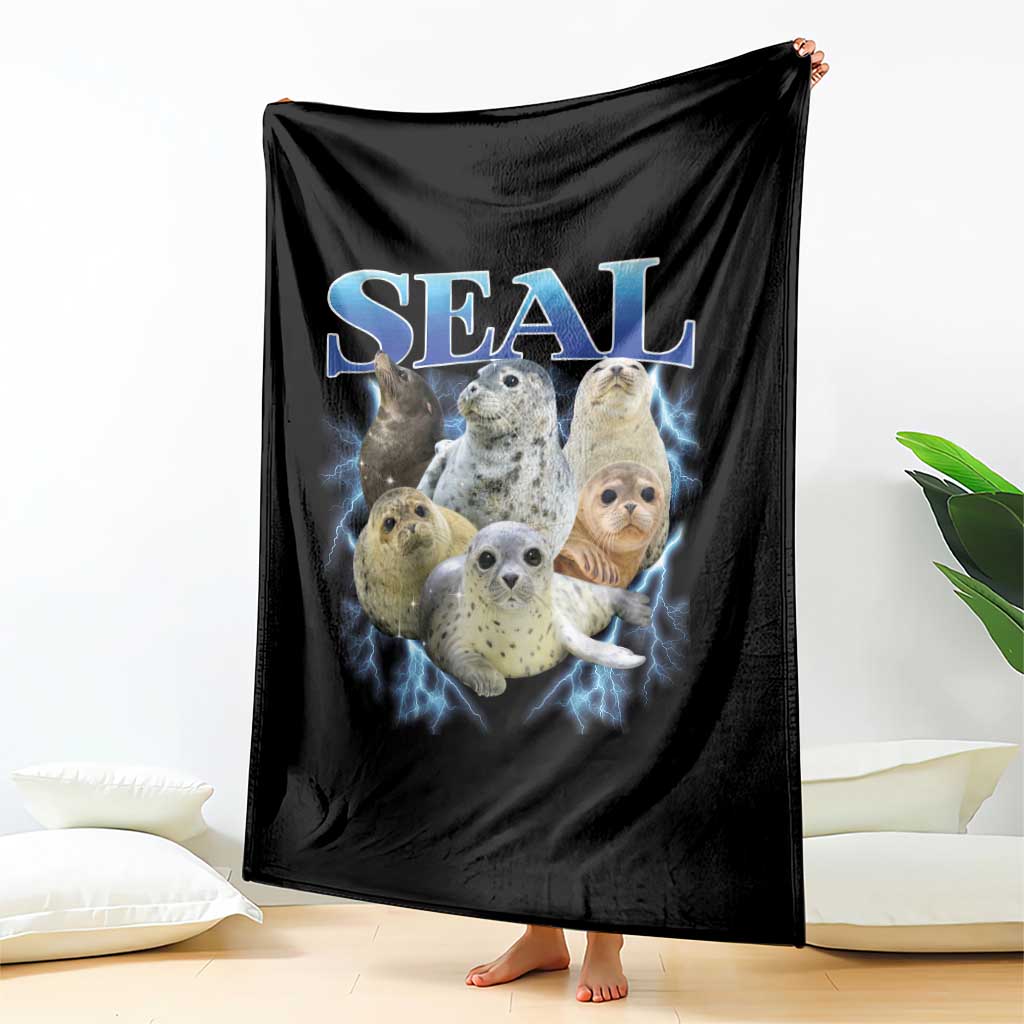 Baby Seals Throw Blanket Retro Sea Dog Bootleg Vintage Graphic 90s TS10 Print Your Wear