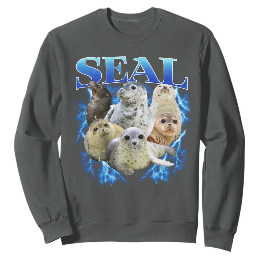 Baby Seals Sweatshirt Retro Sea Dog Bootleg Vintage Graphic 90s TS10 Dark Heather Print Your Wear