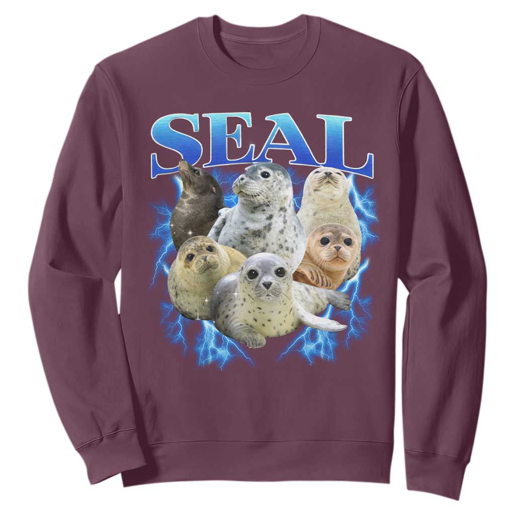 Baby Seals Sweatshirt Retro Sea Dog Bootleg Vintage Graphic 90s TS10 Maroon Print Your Wear