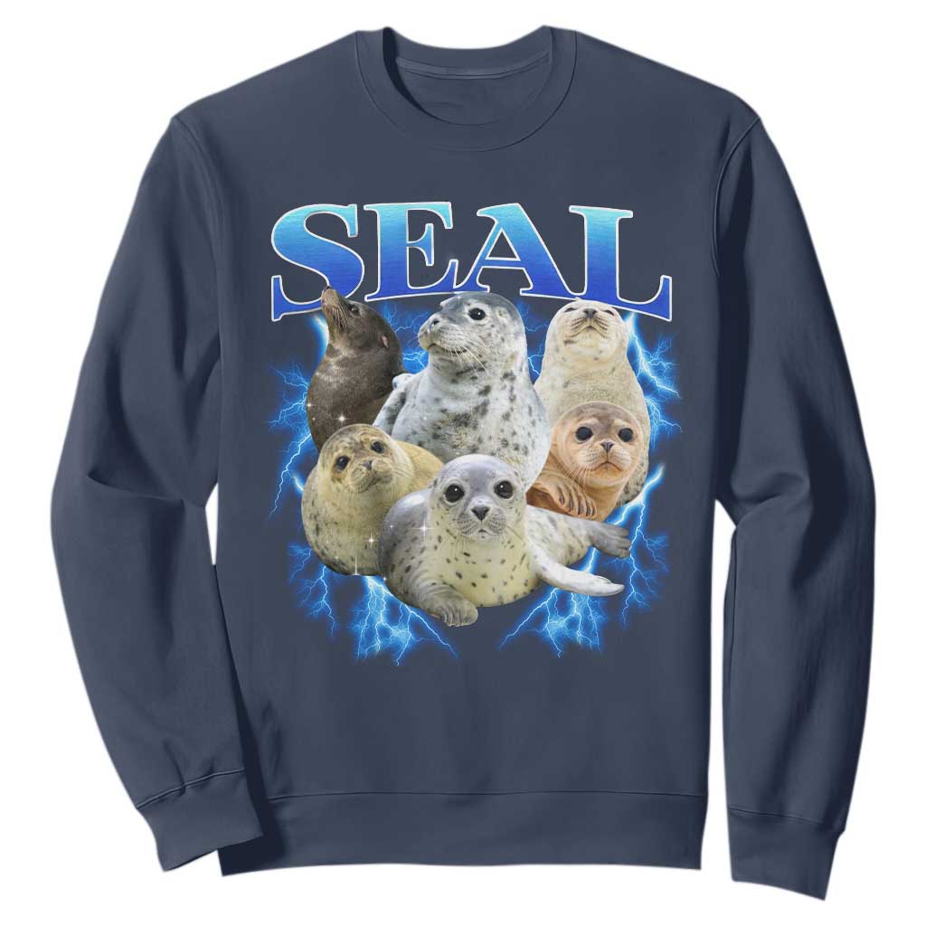 Baby Seals Sweatshirt Retro Sea Dog Bootleg Vintage Graphic 90s TS10 Navy Print Your Wear