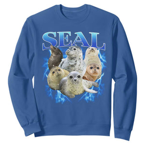 Baby Seals Sweatshirt Retro Sea Dog Bootleg Vintage Graphic 90s TS10 Royal Blue Print Your Wear