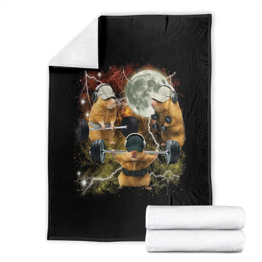 Hamster Deadlift Throw Blanket Funny Cute Rat Fitness Gym Weightlifting Meme TS10 Black Print Your Wear