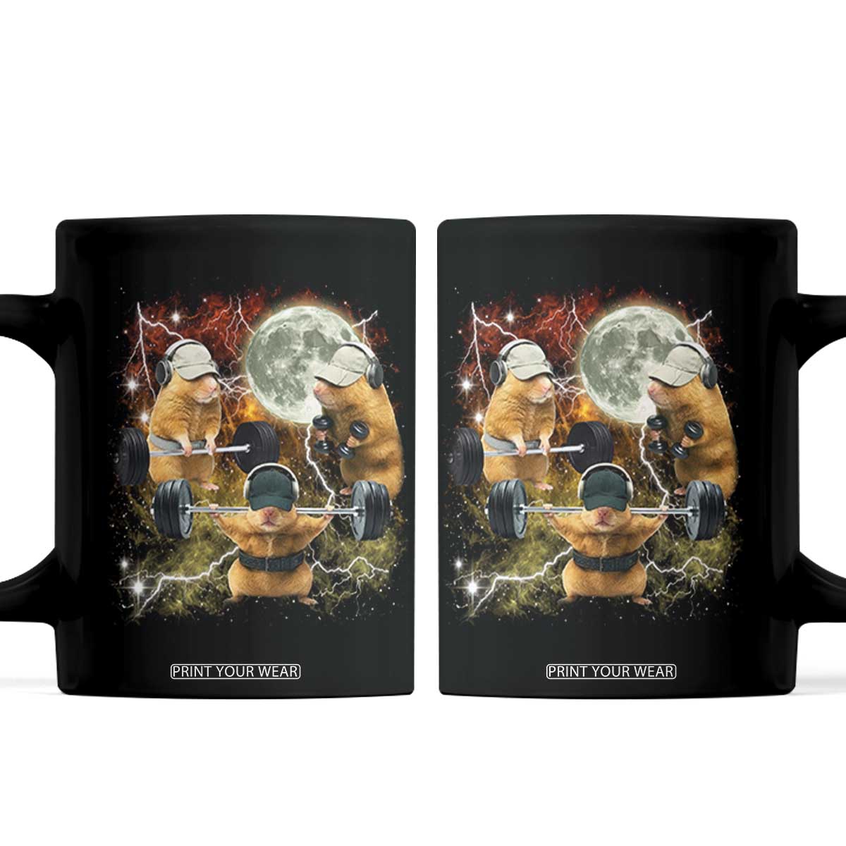 Hamster Deadlift Coffee Mug Funny Cute Rat Fitness Gym Weightlifting Meme TS10 Black Print Your Wear