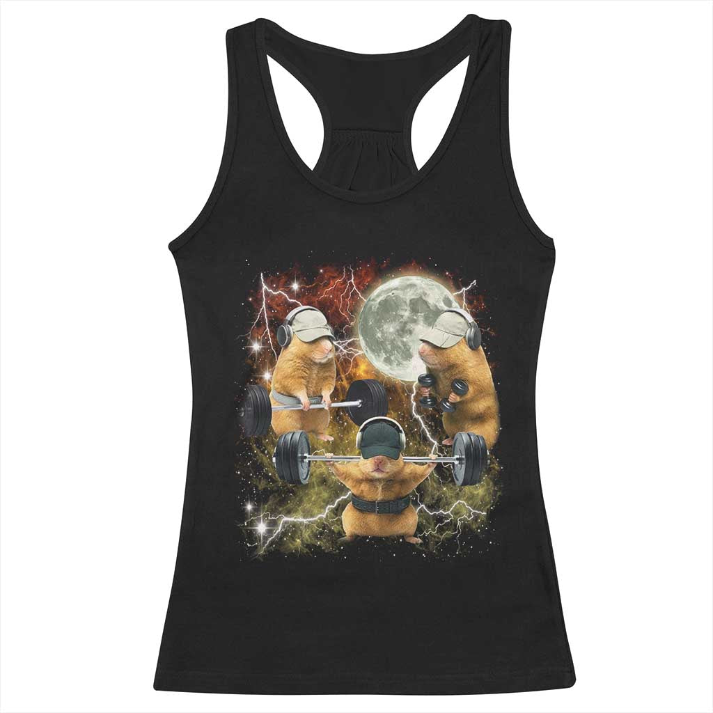 Hamster Deadlift Racerback Tank Top Funny Cute Rat Fitness Gym Weightlifting Meme TS10 Black Print Your Wear