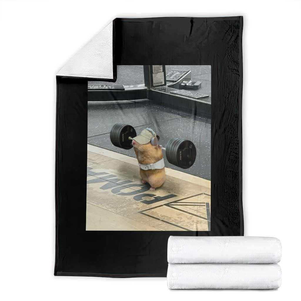 Hamster Gym Throw Blanket Funny Rat Workout Weightlifting Pump Cover TS10 Black Print Your Wear