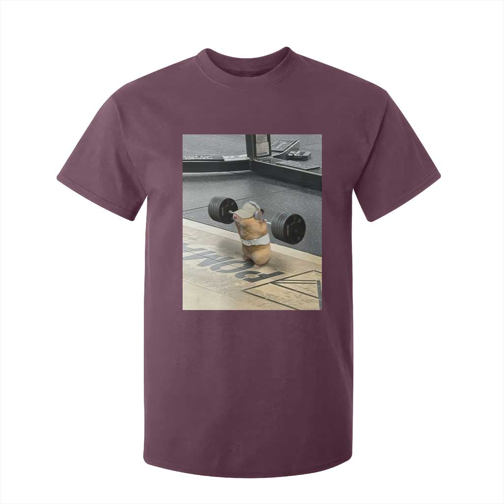Hamster Gym T Shirt For Kid Funny Rat Workout Weightlifting Pump Cover TS10 Maroon Print Your Wear