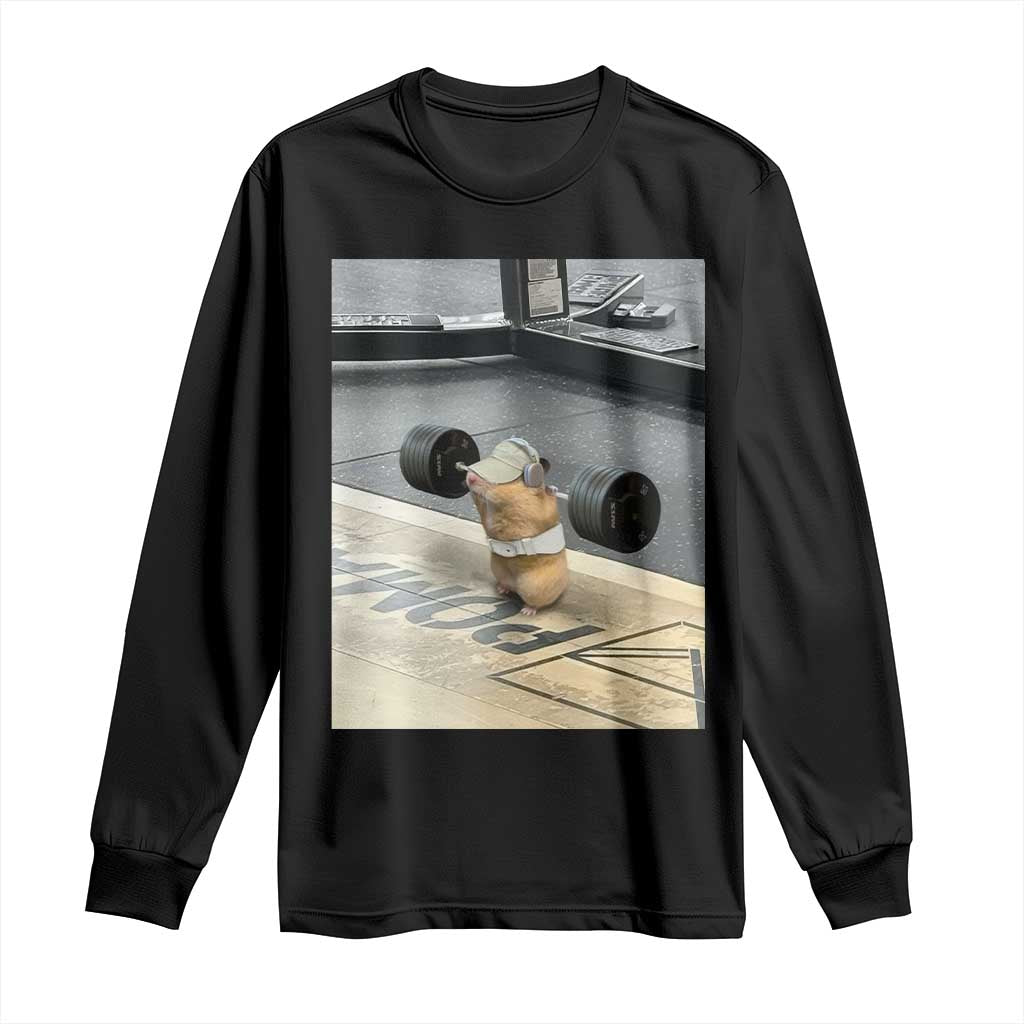 Hamster Gym Long Sleeve Shirt Funny Rat Workout Weightlifting Pump Cover TS10 Black Print Your Wear