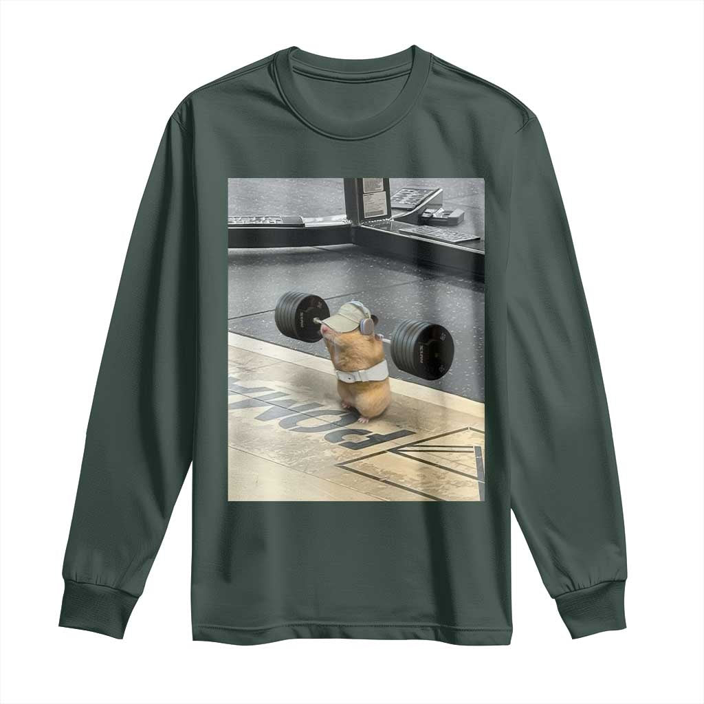 Hamster Gym Long Sleeve Shirt Funny Rat Workout Weightlifting Pump Cover TS10 Dark Forest Green Print Your Wear