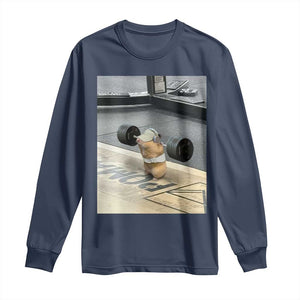 Hamster Gym Long Sleeve Shirt Funny Rat Workout Weightlifting Pump Cover TS10 Navy Print Your Wear