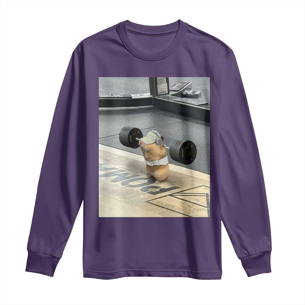 Hamster Gym Long Sleeve Shirt Funny Rat Workout Weightlifting Pump Cover TS10 Purple Print Your Wear