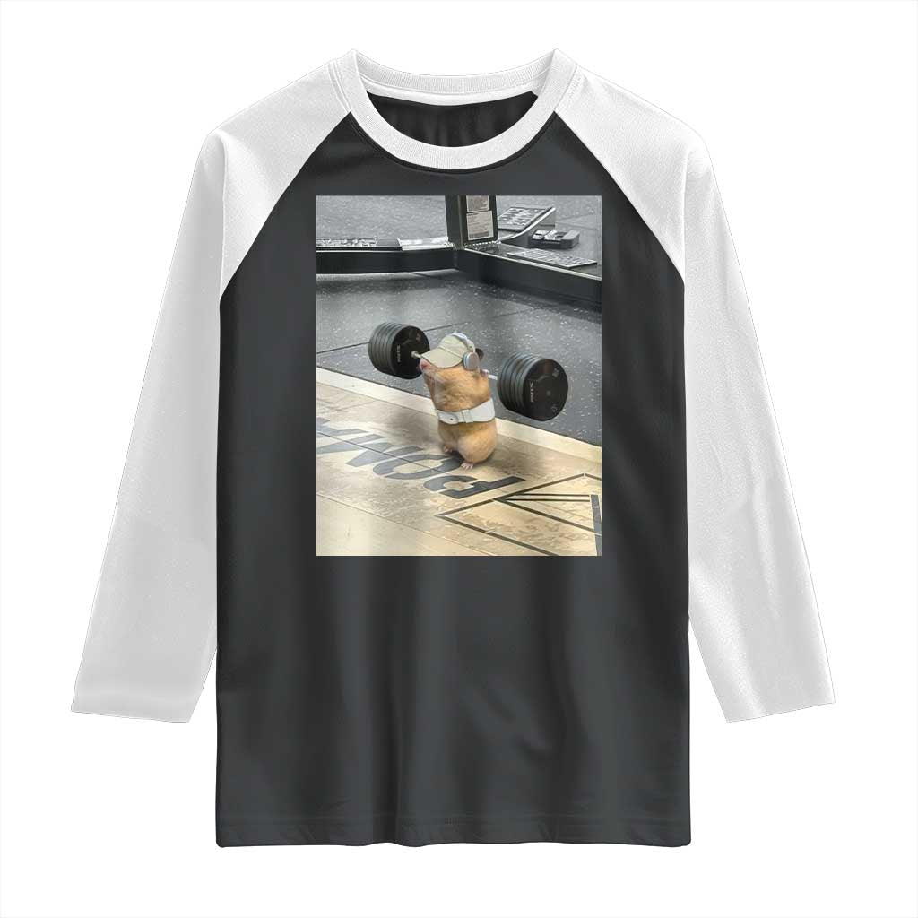 Hamster Gym Raglan Shirt Funny Rat Workout Weightlifting Pump Cover TS10 Black White Print Your Wear