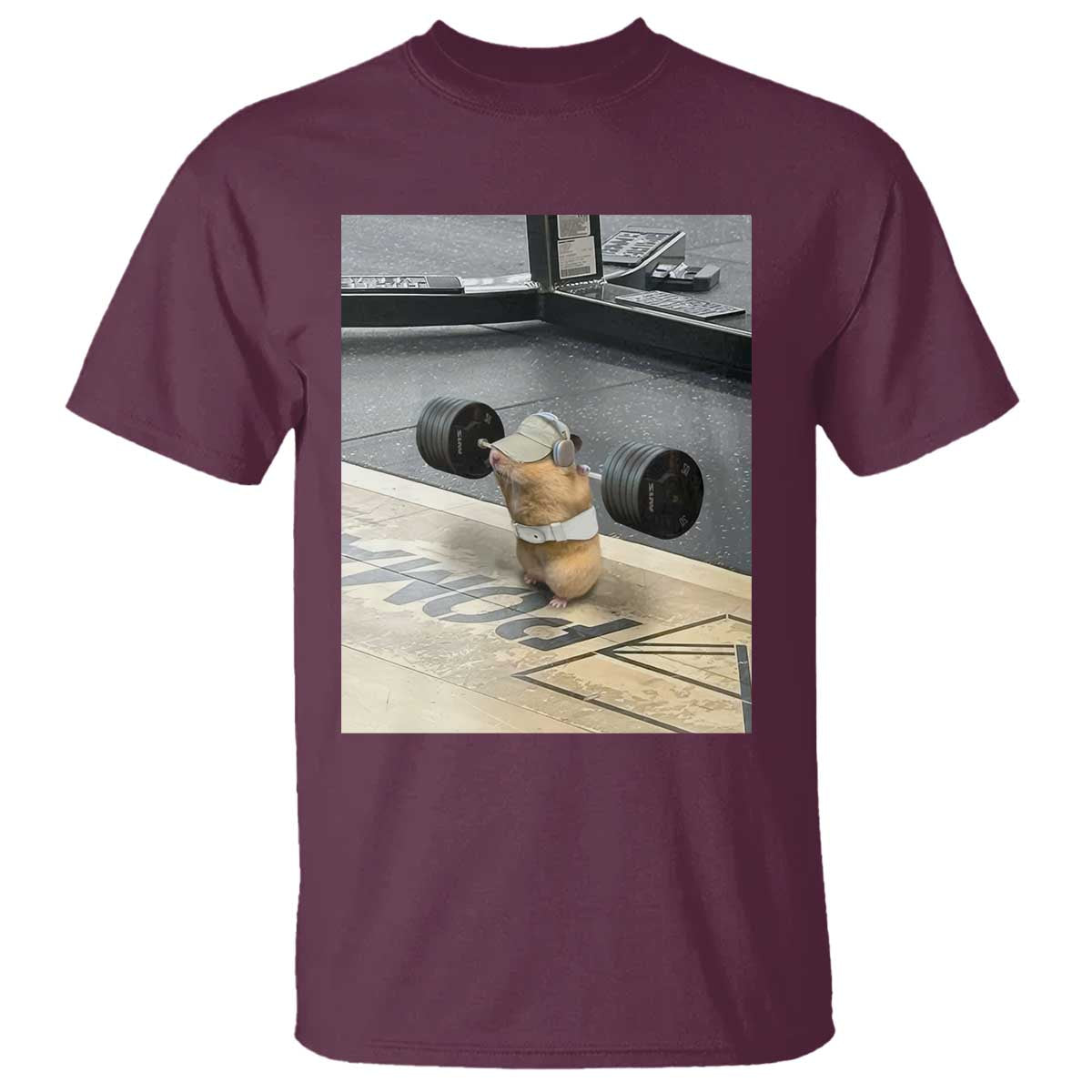 Hamster Gym T Shirt Funny Rat Workout Weightlifting Pump Cover TS10 Maroon Print Your Wear