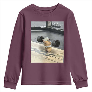 Hamster Gym Youth Sweatshirt Funny Rat Workout Weightlifting Pump Cover TS10 Maroon Print Your Wear