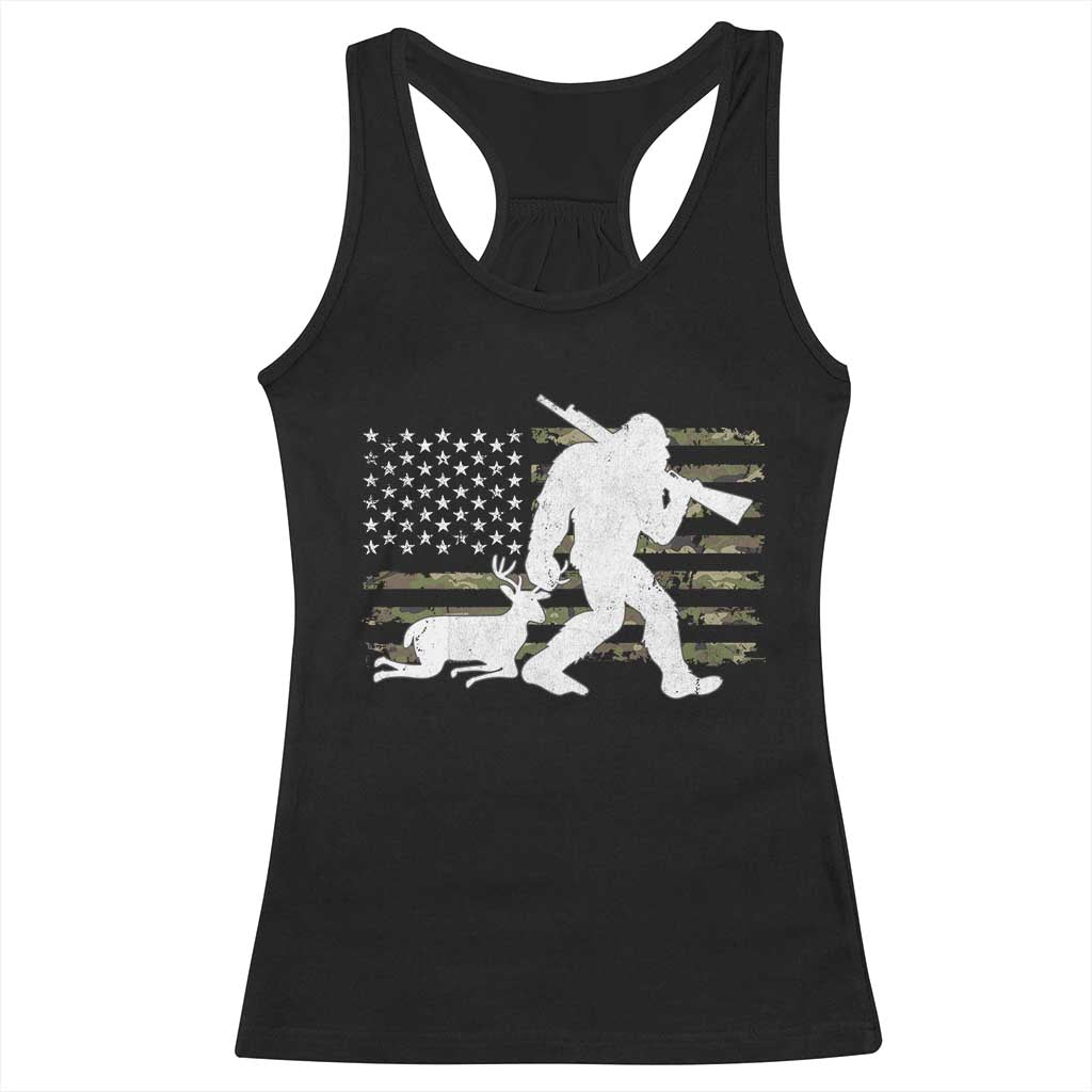 Bigfoot Camo Deer Hunting Racerback Tank Top Camo USA Flag Buck Season Sasquatch TS10 Black Print Your Wear