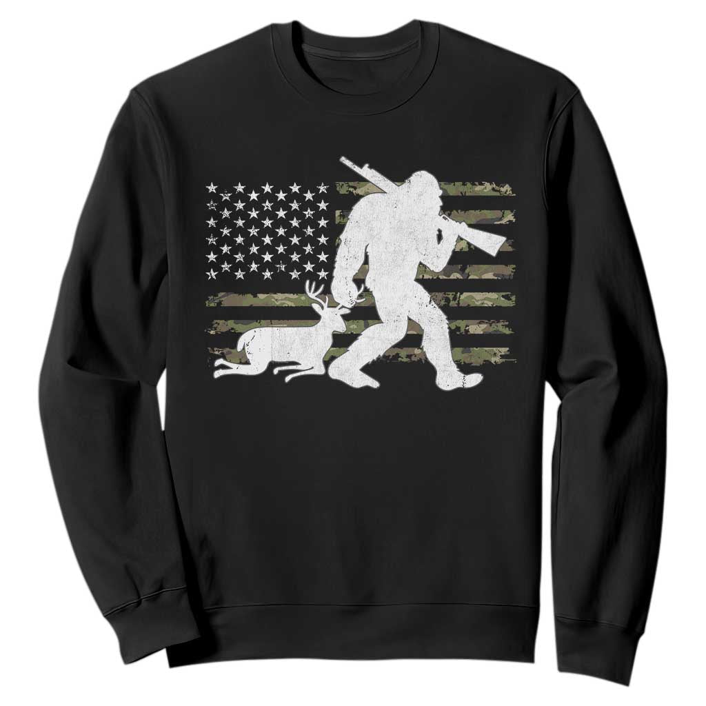Bigfoot Camo Deer Hunting Sweatshirt Camo USA Flag Buck Season Sasquatch TS10 Black Print Your Wear