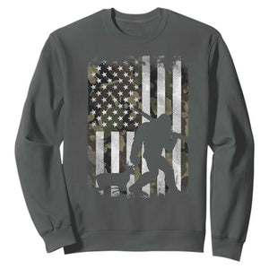 Bigfoot Deer Hunting Sweatshirt Camo US Flag Deer Elk Buck Hunting Hunter Dad TS10 Dark Heather Print Your Wear