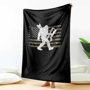 Bow Hunting Archer Bigfoot Throw Blanket Sasquatch Camo US Flag Hunter Dad TS10 Print Your Wear