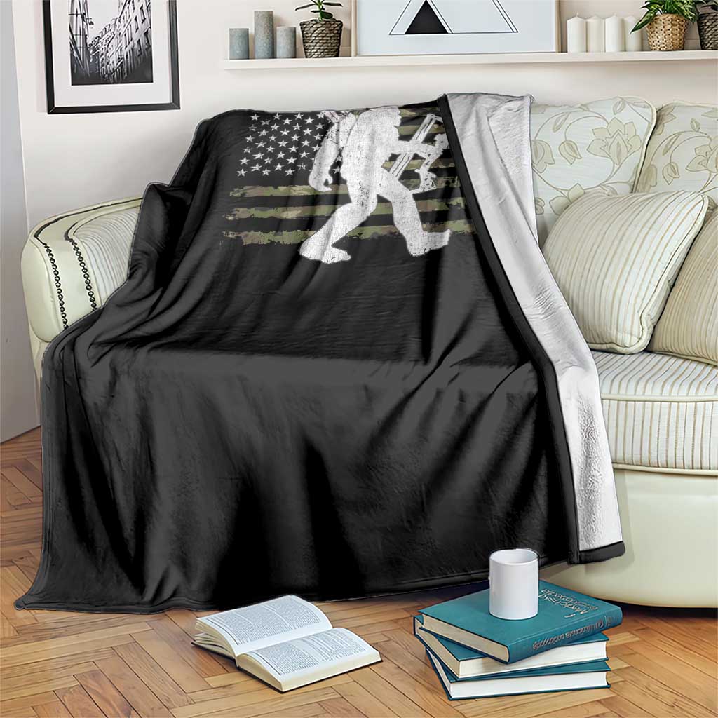 Bow Hunting Archer Bigfoot Throw Blanket Sasquatch Camo US Flag Hunter Dad TS10 Print Your Wear