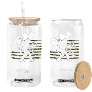 Bow Hunting Archer Bigfoot Glass Can Sasquatch Camo US Flag Hunter Dad TS10 Print Your Wear